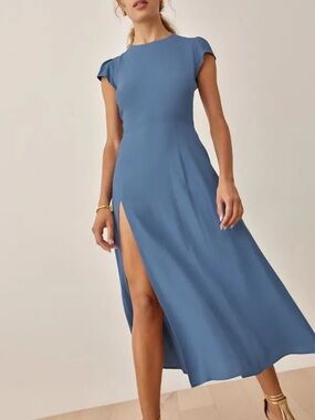 Reformation Gavin Midi Dress Morning Glory Blue - 8
